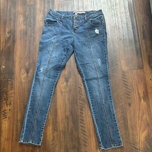 BONGO Women’s Dark Wash Skinny Jeans with Front Seam Detail